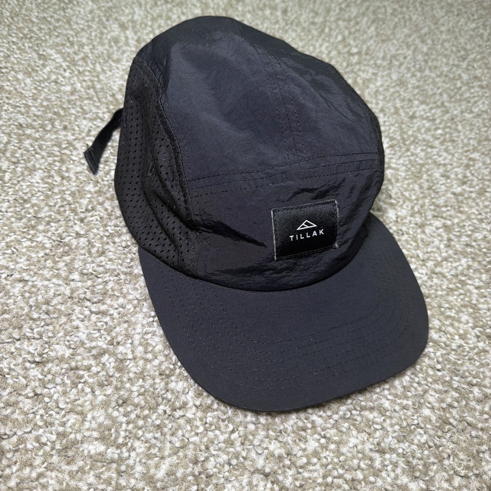 Tillak Wallowa 5-Panel Hat Cap Nylon Strap Back Black Camp Hike Outdoor Gorpcore